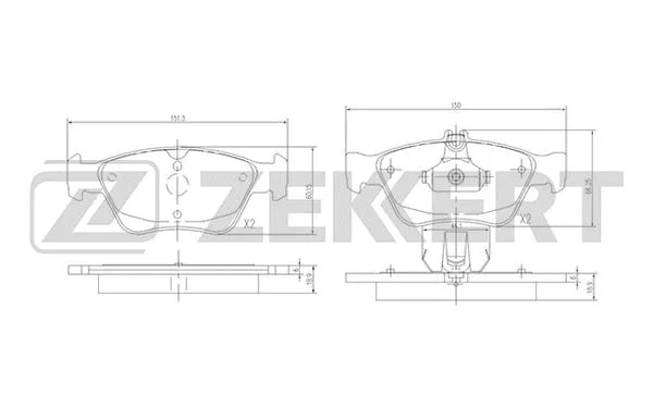 BS-2833 ZEKKERT Комплект тормозных колодок, дисковый тормоз (фото 1)