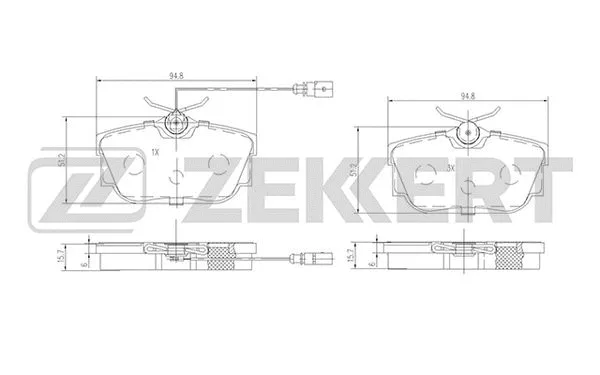 BS-2845 ZEKKERT Комплект тормозных колодок, дисковый тормоз (фото 1)