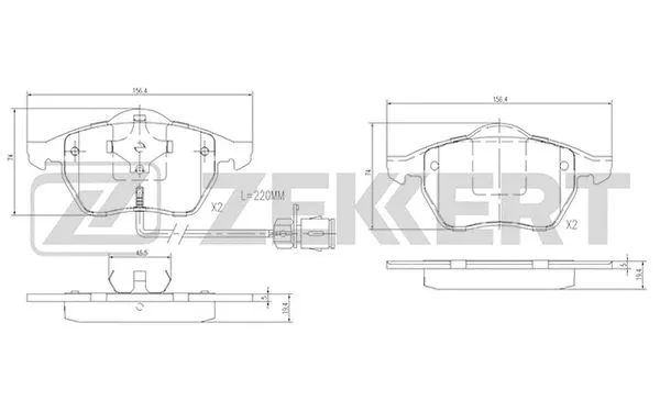 BS-2847 ZEKKERT Комплект тормозных колодок, дисковый тормоз (фото 1)