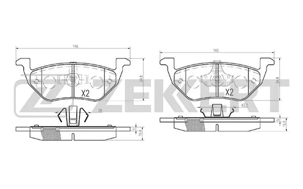 BS-2848 ZEKKERT Комплект тормозных колодок, дисковый тормоз (фото 1)