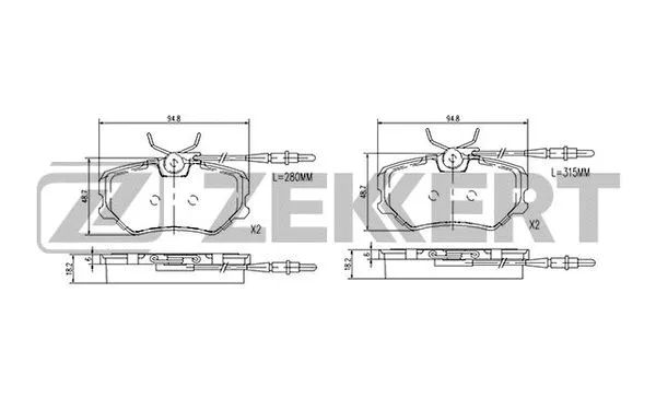 BS-2859 ZEKKERT Комплект тормозных колодок, дисковый тормоз (фото 1)