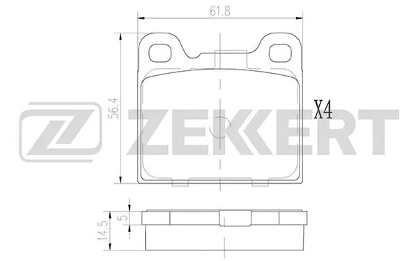 BS-2876 ZEKKERT Комплект тормозных колодок, дисковый тормоз (фото 1)