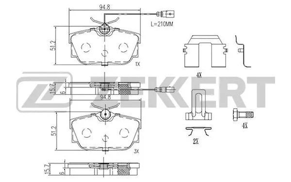 BS-2895 ZEKKERT Комплект тормозных колодок, дисковый тормоз (фото 1)