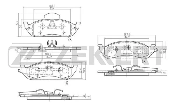 BS-2899 ZEKKERT Комплект тормозных колодок, дисковый тормоз (фото 1)