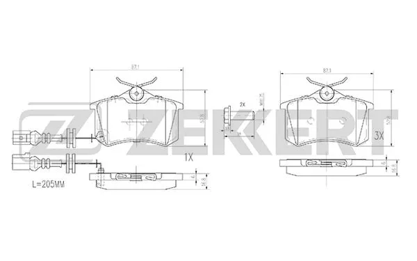 BS-2917 ZEKKERT Комплект тормозных колодок, дисковый тормоз (фото 1)