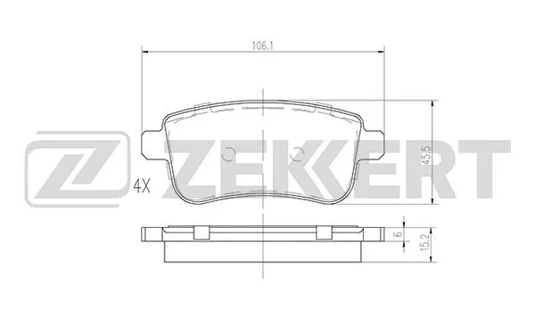 BS-2945 ZEKKERT Комплект тормозных колодок, дисковый тормоз (фото 1)