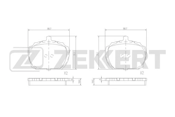 BS-2964 ZEKKERT Комплект тормозных колодок, дисковый тормоз (фото 1)
