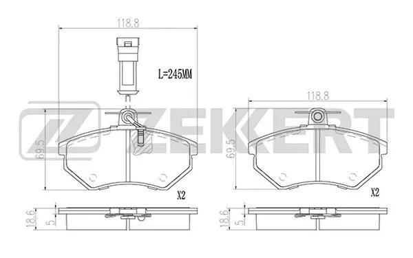 BS-2978 ZEKKERT Комплект тормозных колодок, дисковый тормоз (фото 1)