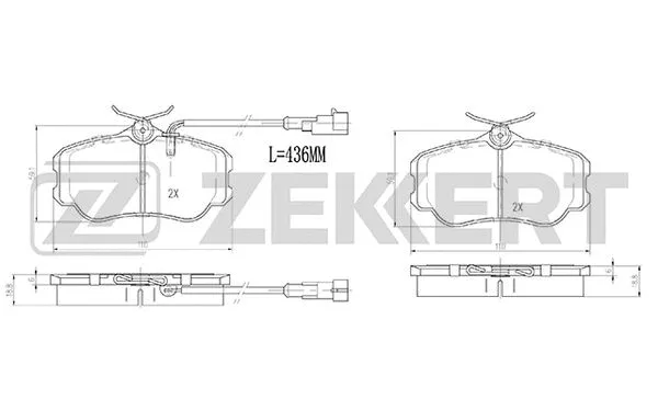 BS-2998 ZEKKERT Комплект тормозных колодок, дисковый тормоз (фото 1)