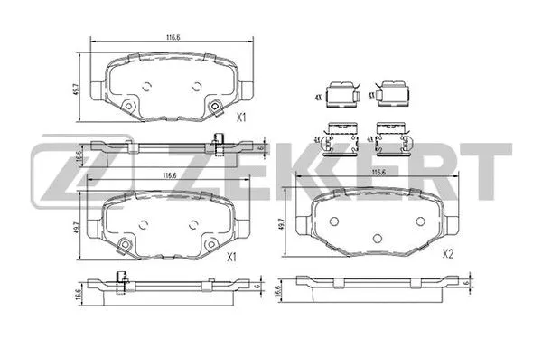 BS-3023 ZEKKERT Комплект тормозных колодок, дисковый тормоз (фото 1)