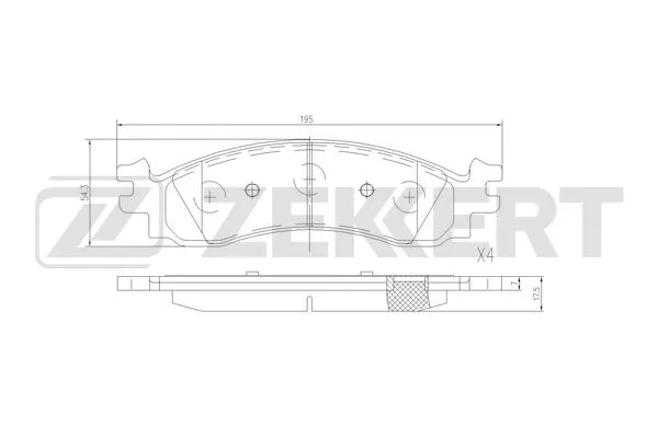 BS-3045 ZEKKERT Комплект тормозных колодок, дисковый тормоз (фото 1)