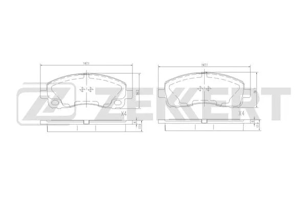 BS-3047 ZEKKERT Комплект тормозных колодок, дисковый тормоз (фото 1)