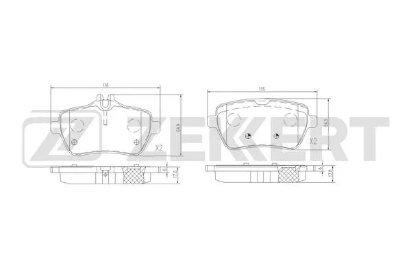 BS-3055 ZEKKERT Комплект тормозных колодок, дисковый тормоз (фото 1)