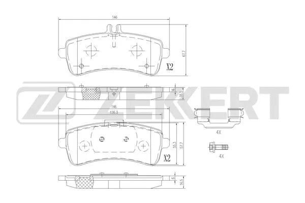 BS-3063 ZEKKERT Комплект тормозных колодок, дисковый тормоз (фото 1)