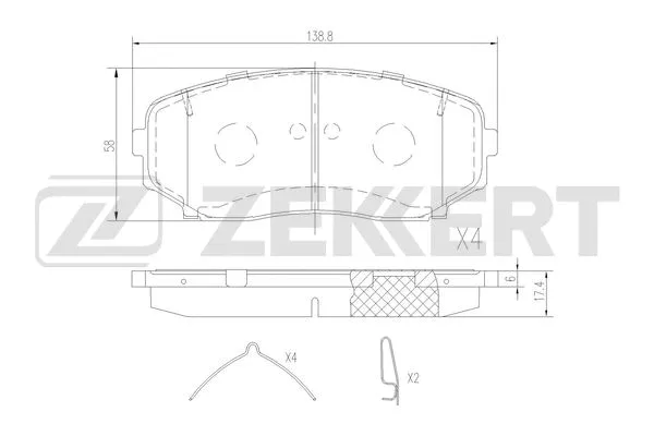 BS-3070 ZEKKERT Комплект тормозных колодок, дисковый тормоз (фото 1)