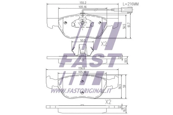 FT29058 FAST Комплект тормозных колодок, дисковый тормоз (фото 2)