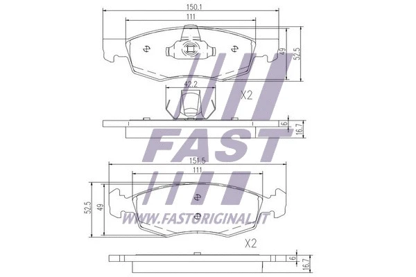 FT29102 FAST Комплект тормозных колодок, дисковый тормоз (фото 2)