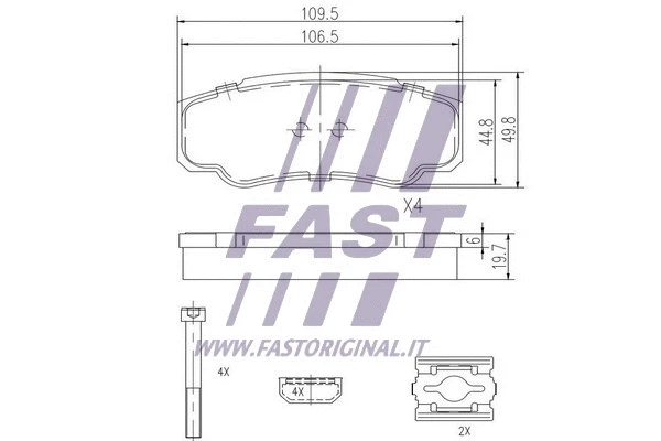 FT29109 FAST Комплект тормозных колодок, дисковый тормоз (фото 2)