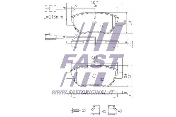 FT29112 FAST Комплект тормозных колодок, дисковый тормоз (фото 2)