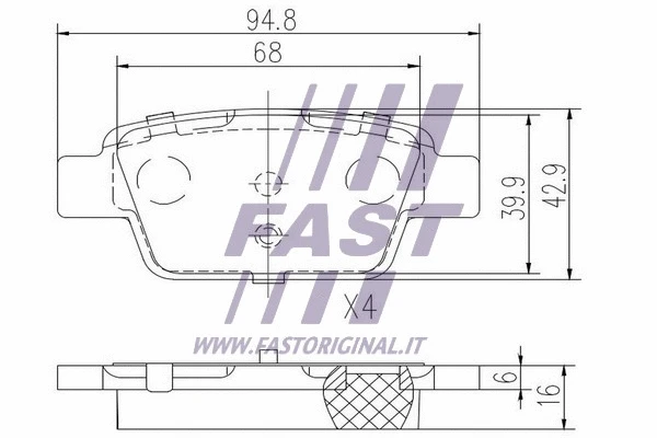 FT29115 FAST Комплект тормозных колодок, дисковый тормоз (фото 2)