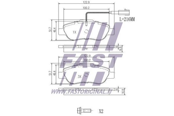 FT29123 FAST Комплект тормозных колодок, дисковый тормоз (фото 2)