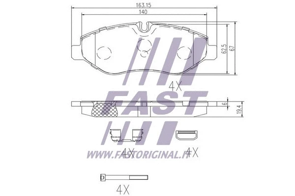 FT29135 FAST Комплект тормозных колодок, дисковый тормоз (фото 2)