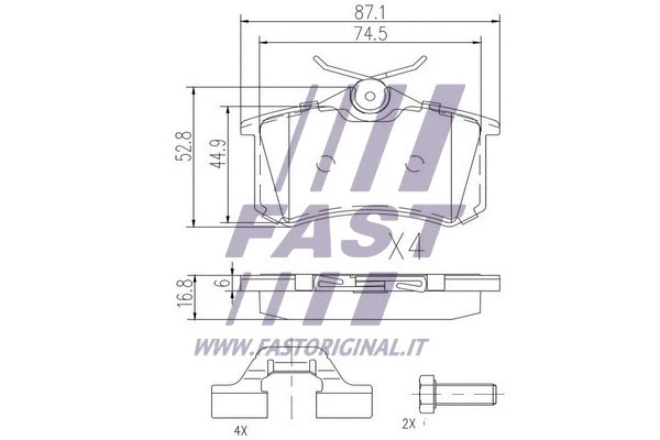 FT29520 FAST Комплект тормозных колодок, дисковый тормоз (фото 2)