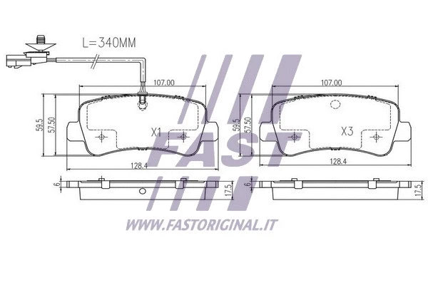 FT29538 FAST Комплект тормозных колодок, дисковый тормоз (фото 2)