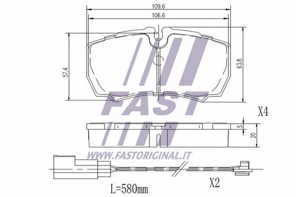 FT29544 FAST Комплект тормозных колодок, дисковый тормоз (фото 2)