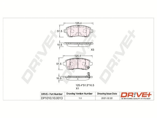 DP1010.10.0013 Dr!ve+ Комплект тормозных колодок, дисковый тормоз (фото 1)