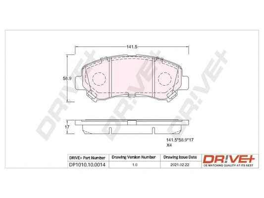 DP1010.10.0014 Dr!ve+ Комплект тормозных колодок, дисковый тормоз (фото 1)