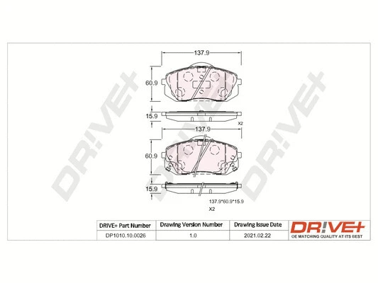 DP1010.10.0026 Dr!ve+ Комплект тормозных колодок, дисковый тормоз (фото 1)