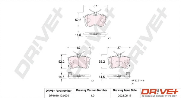 DP1010.10.0030 Dr!ve+ Комплект тормозных колодок, дисковый тормоз (фото 1)