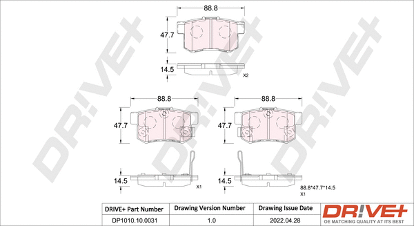 DP1010.10.0031 Dr!ve+ Комплект тормозных колодок, дисковый тормоз (фото 1)