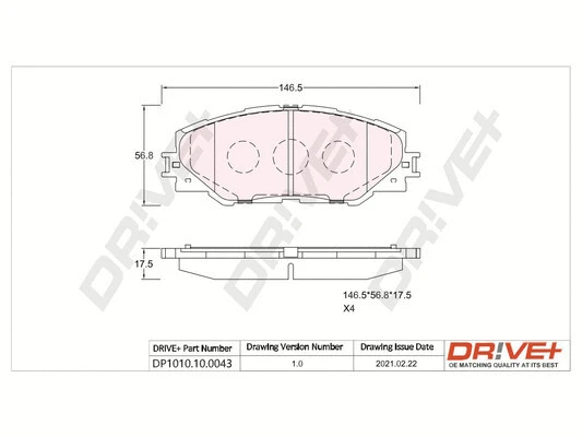 DP1010.10.0043 Dr!ve+ Комплект тормозных колодок, дисковый тормоз (фото 1)