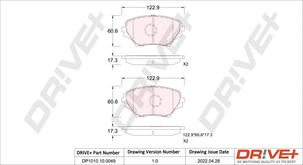 DP1010.10.0049 Dr!ve+ Комплект тормозных колодок, дисковый тормоз (фото 1)