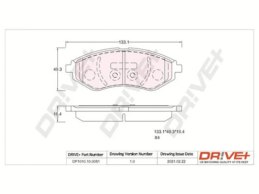 DP1010.10.0051 Dr!ve+ Комплект тормозных колодок, дисковый тормоз (фото 1)