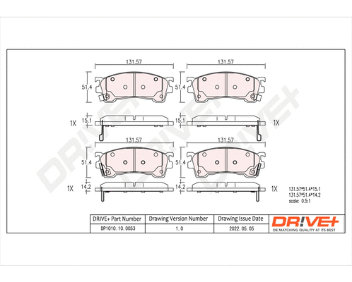 DP1010.10.0053 Dr!ve+ Комплект тормозных колодок, дисковый тормоз (фото 1)