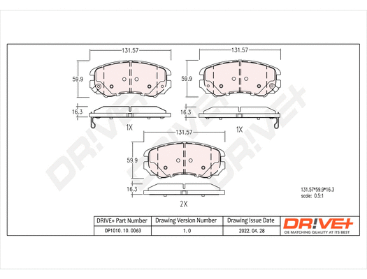 DP1010.10.0063 Dr!ve+ Комплект тормозных колодок, дисковый тормоз (фото 1)