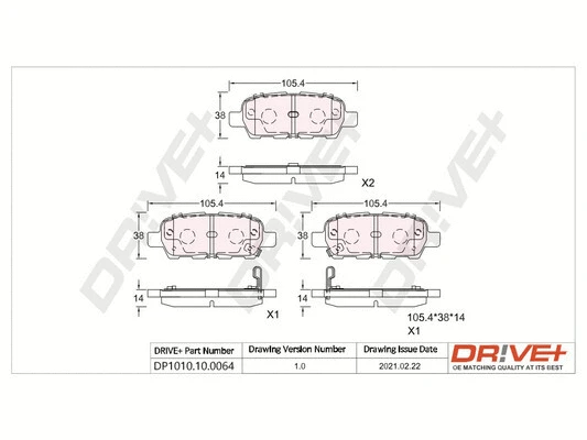 DP1010.10.0064 Dr!ve+ Комплект тормозных колодок, дисковый тормоз (фото 1)