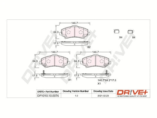 DP1010.10.0076 Dr!ve+ Комплект тормозных колодок, дисковый тормоз (фото 1)