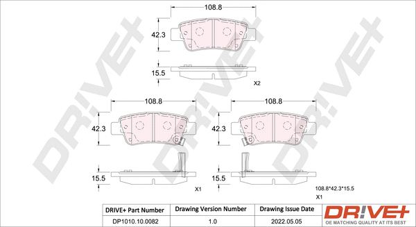 DP1010.10.0082 Dr!ve+ Комплект тормозных колодок, дисковый тормоз (фото 1)
