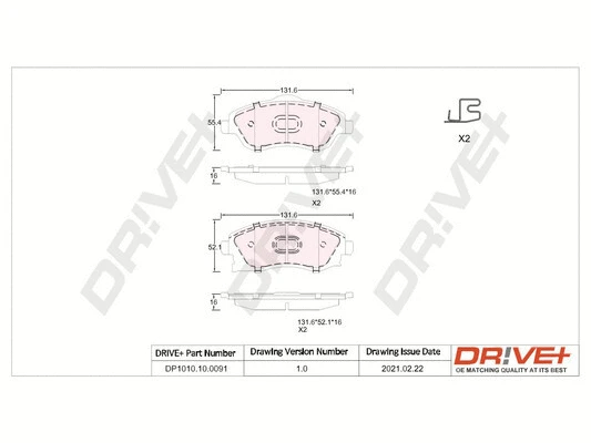 DP1010.10.0091 Dr!ve+ Комплект тормозных колодок, дисковый тормоз (фото 1)