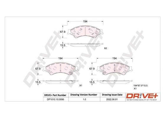 DP1010.10.0095 Dr!ve+ Комплект тормозных колодок, дисковый тормоз (фото 1)