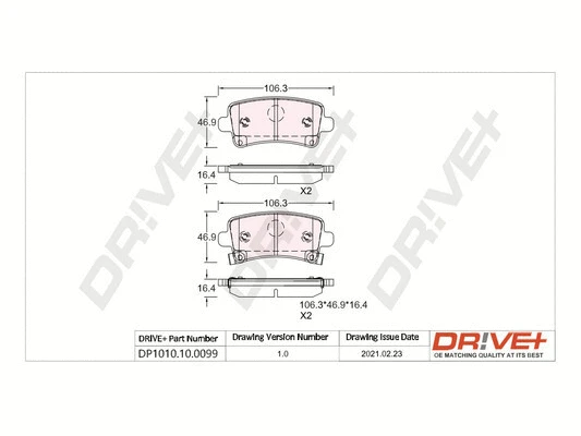 DP1010.10.0099 Dr!ve+ Комплект тормозных колодок, дисковый тормоз (фото 1)