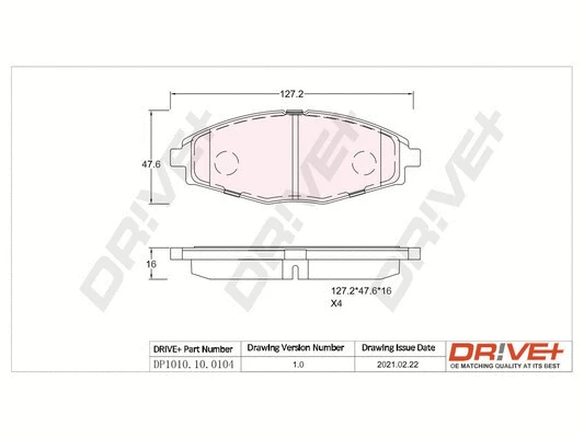 DP1010.10.0104 Dr!ve+ Комплект тормозных колодок, дисковый тормоз (фото 1)