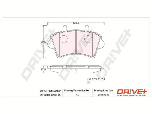 DP1010.10.0135 Dr!ve+ Комплект тормозных колодок, дисковый тормоз (фото 1)