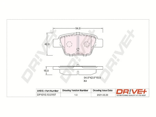 DP1010.10.0197 Dr!ve+ Комплект тормозных колодок, дисковый тормоз (фото 1)