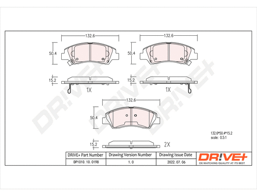 DP1010.10.0198 Dr!ve+ Комплект тормозных колодок, дисковый тормоз (фото 1)