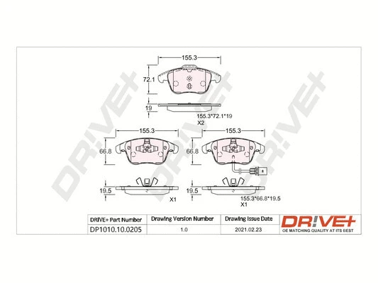 DP1010.10.0205 Dr!ve+ Комплект тормозных колодок, дисковый тормоз (фото 1)
